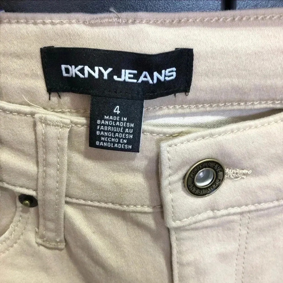 DKNY Mid Thigh, Roll Cuff,5 pocket,belt loop,zip fly, stretch, Chichino Tan - Picture 4 of 8